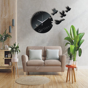 3D Flying Eagles Acrylic Wall Clock for Home decoration - AC - 141